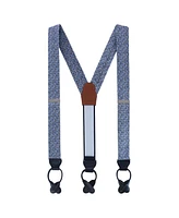 Trafalgar Men's Benito's Blue Basket Weave Pattern Silk Novelty Button End Suspenders