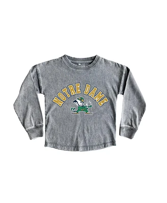 Gameday Couture Big Girls Gray Notre Dame Fighting Irish Faded Wash Pullover Top