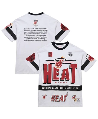 Mitchell & Ness Men's and Women's White Miami Heat Hardwood Classics Vintage Team Origins Premium T-Shirt