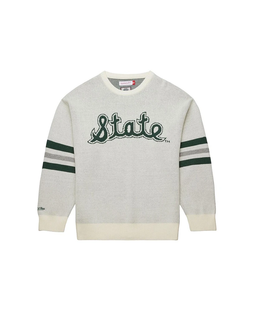 Mitchell & Ness Men's Cream Michigan State Spartans Retro Pullover Sweater