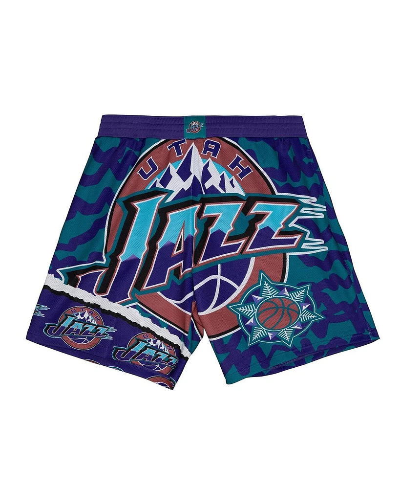 Mitchell & Ness Men's Turquoise/Purple Utah Jazz Jumbotron 2.0 Sublimated Shorts
