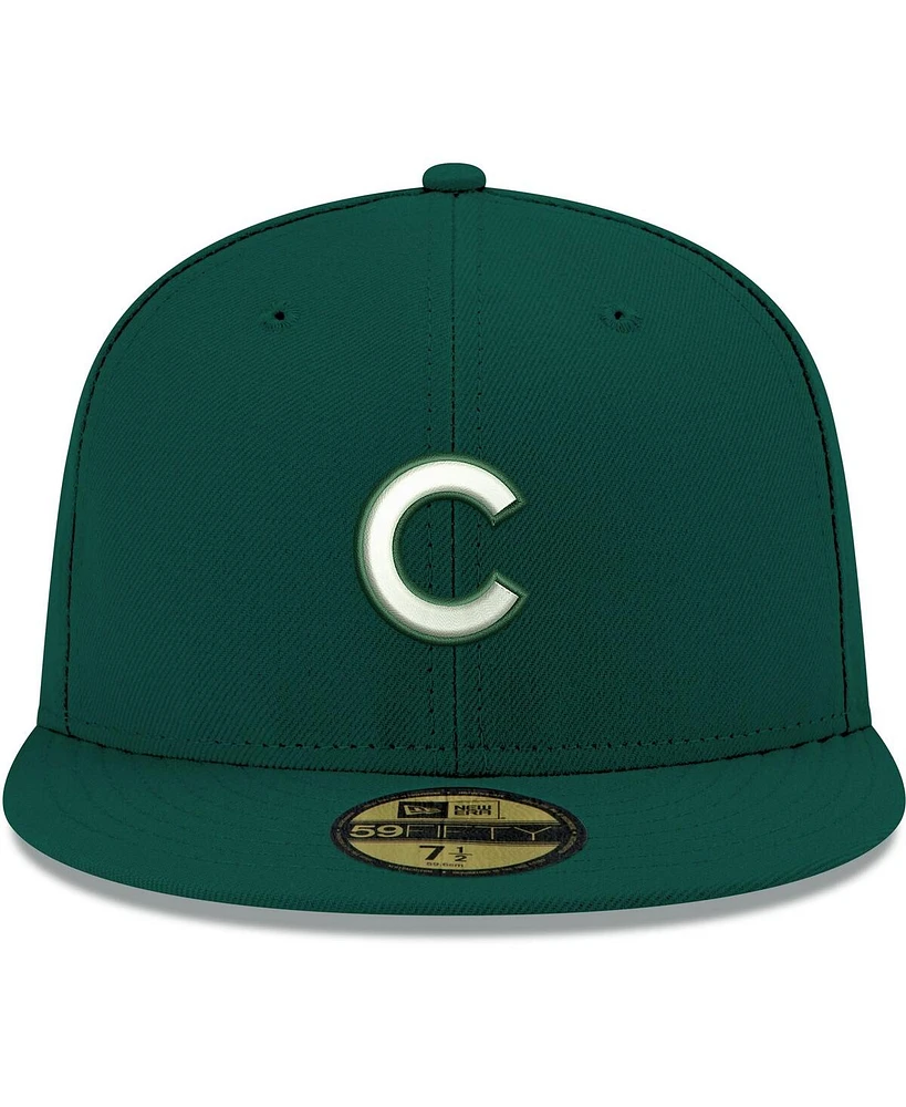 New Era Men's Green Chicago Cubs White Logo 59FIFTY Fitted Hat