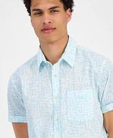 Sun + Stone Men's Bodhi Short Sleeve Linen Blend Button-Front Shirt, Exclusively at Macy's