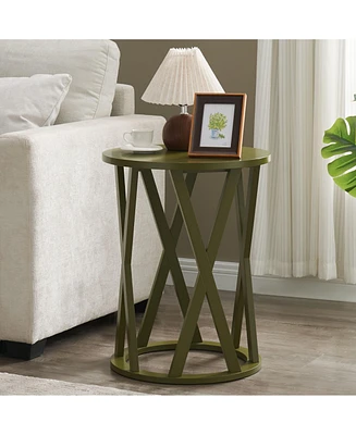 Kings Brand Furniture Vienna Side End Table - Modern Round Farmhouse Accent for Living Room, Bedroom, Office