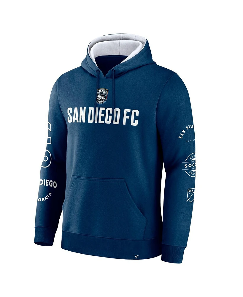 Fanatics Men's Navy San Diego Fc Penalty Kick Legacy Pullover Hoodie