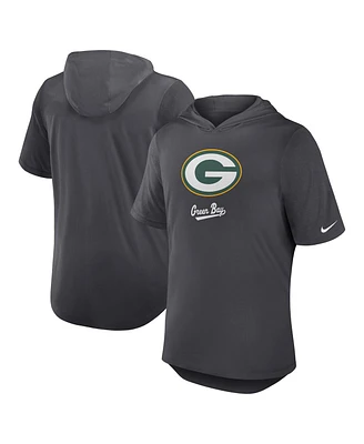 Nike Men's Anthracite Green Bay Packers Tri-Blend Performance Hoodie T-Shirt