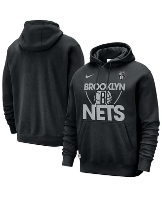 Nike Men's Black Brooklyn Nets Courtside Club Pullover Hoodie