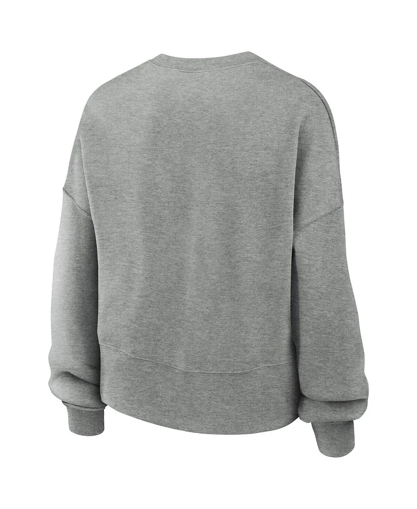 Nike Women's Heather Gray Oregon Ducks Legacy Fleece Classic Arch Oversized Cropped Tackle Twill Sweatshirt