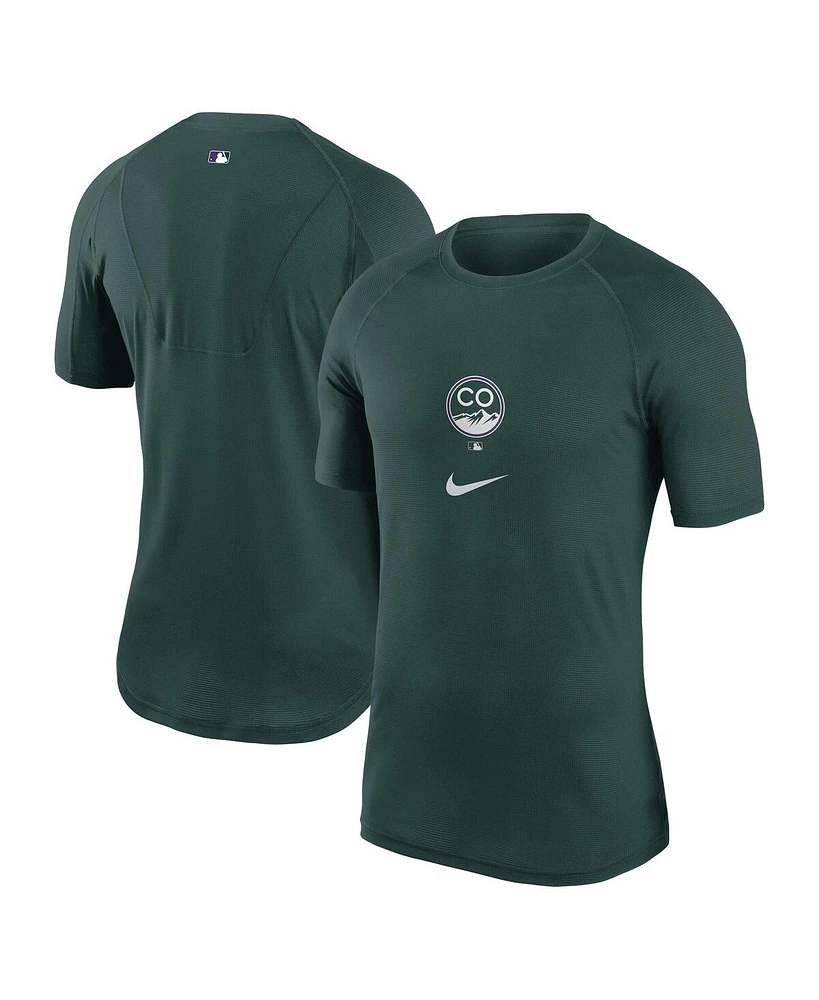 Nike Men's Green Colorado Rockies City Connect Performance Raglan Base Layer Top