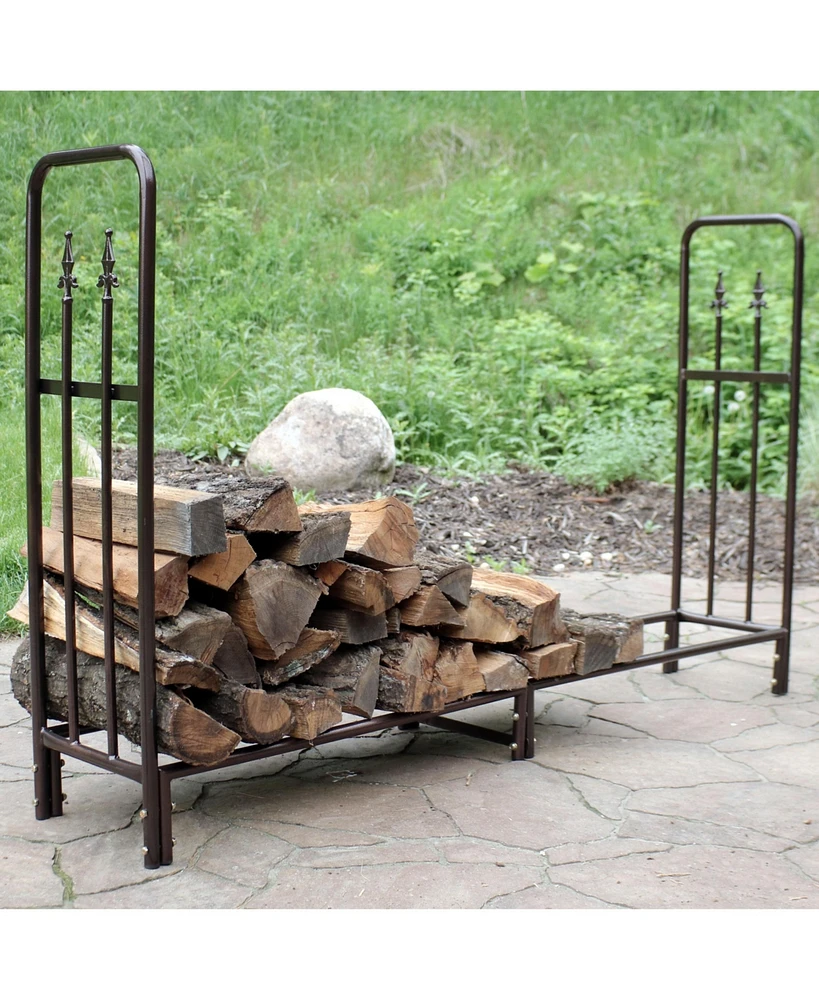 Indoor/Outdoor Powder-Coated Steel Fire Pit or Fireplace Firewood Log Rack Holder - 6'