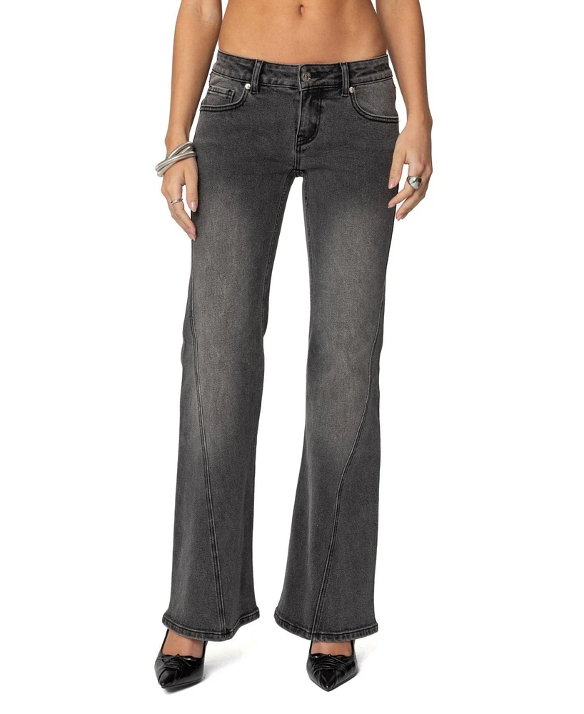 Edikted Women's Colton Boot Cut Low Rise Jeans