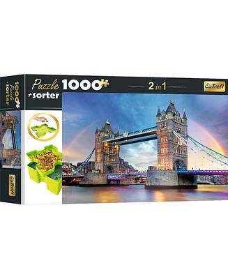 Trefl Red 1000 Piece Puzzle & Sorter - Rainbow over Tower Bridge