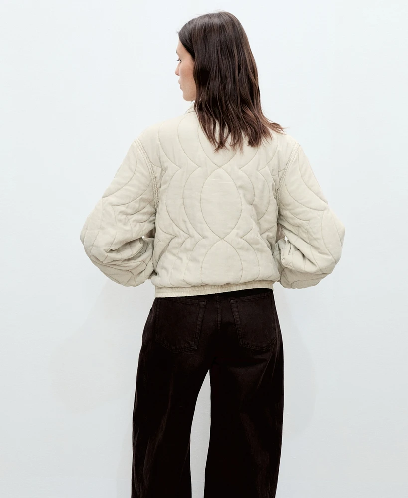 Mango Women's Floral Embroidered Padded Jacket