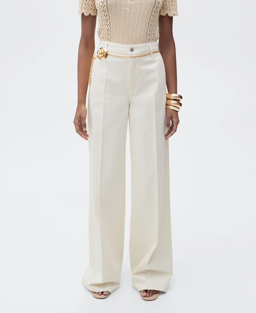 Mango Women's High-Rise Wide Leg Jeans