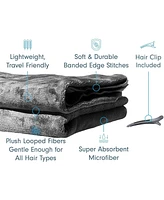 Liba 2-Pack Microfiber Hair Towel Wrap Rectangle Twist for Women 24 x 48 Inches - Gray
