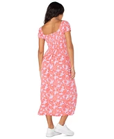 Roxy Shelley Coast Floral-Print Tie-Front Midi Dress