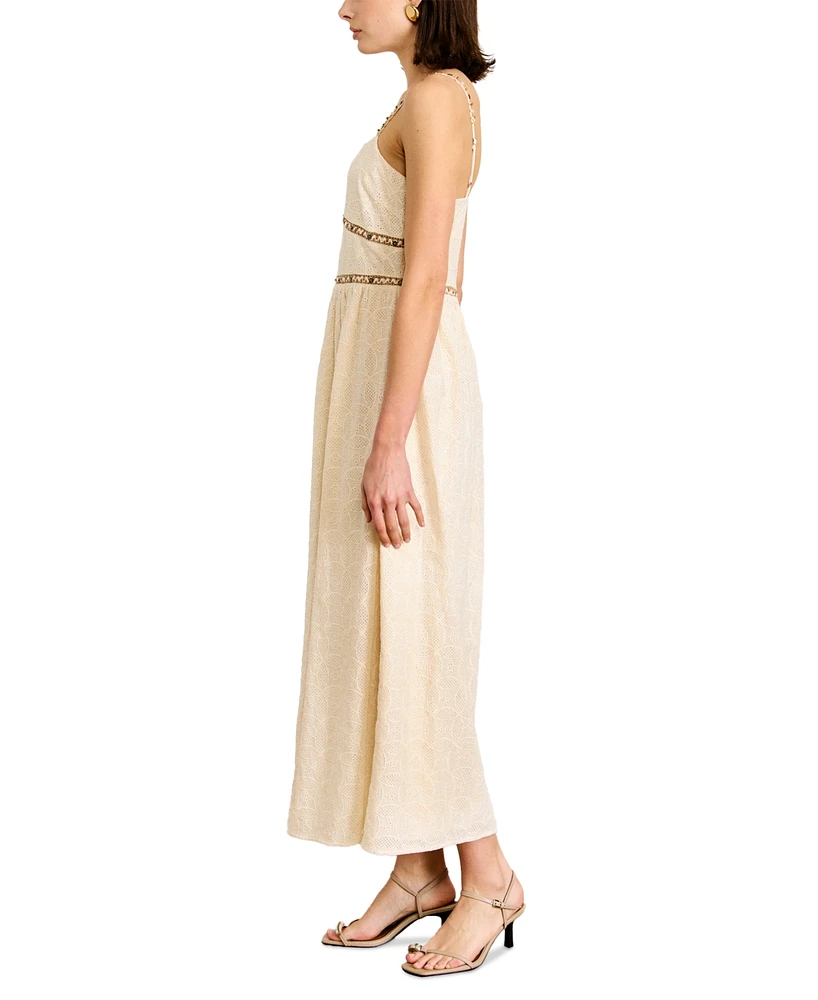 Line & Dot Women's Aurelia Embroidered Cotton Sleeveless Maxi Dress