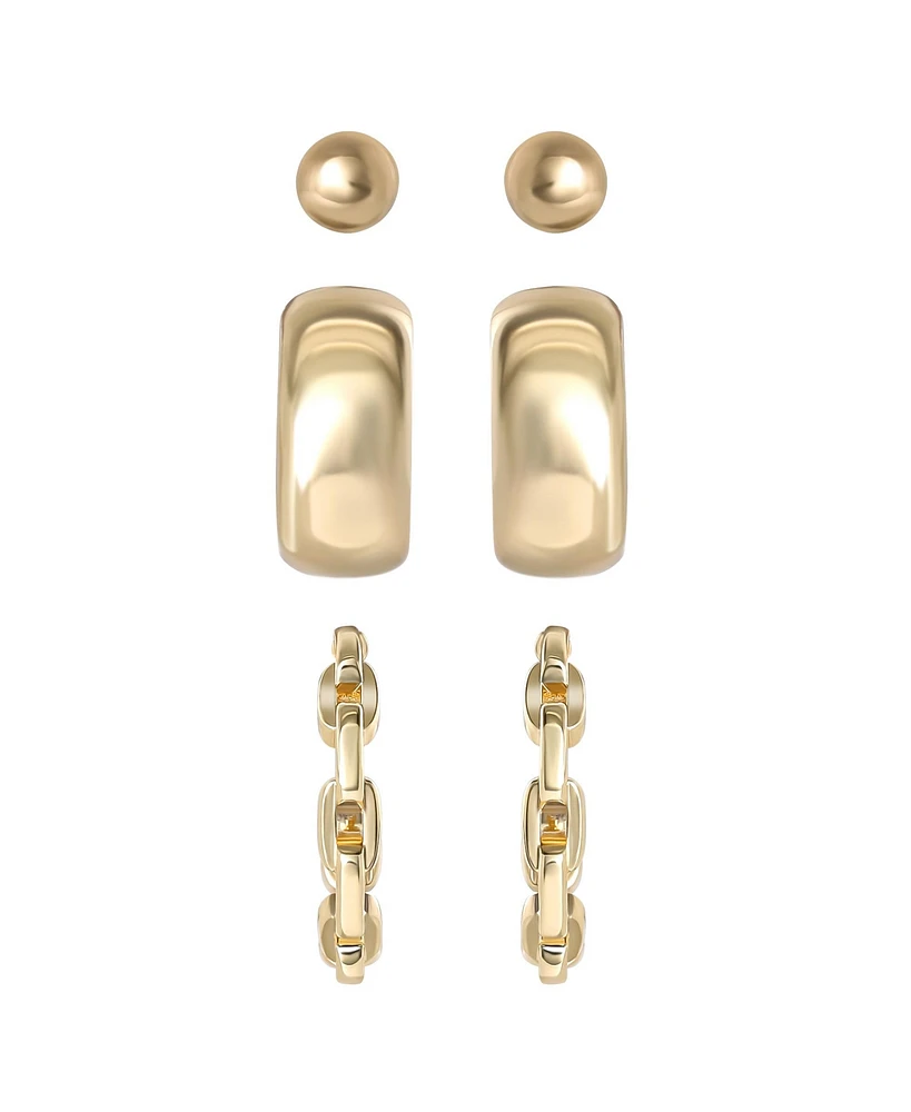 Jessica Simpson Gold-Tone Stud and Hoop Earring Set
