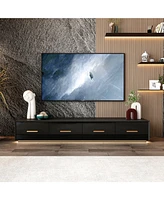 Tv stand with 4 drawers, media console with light strip, entertainment center in black wood