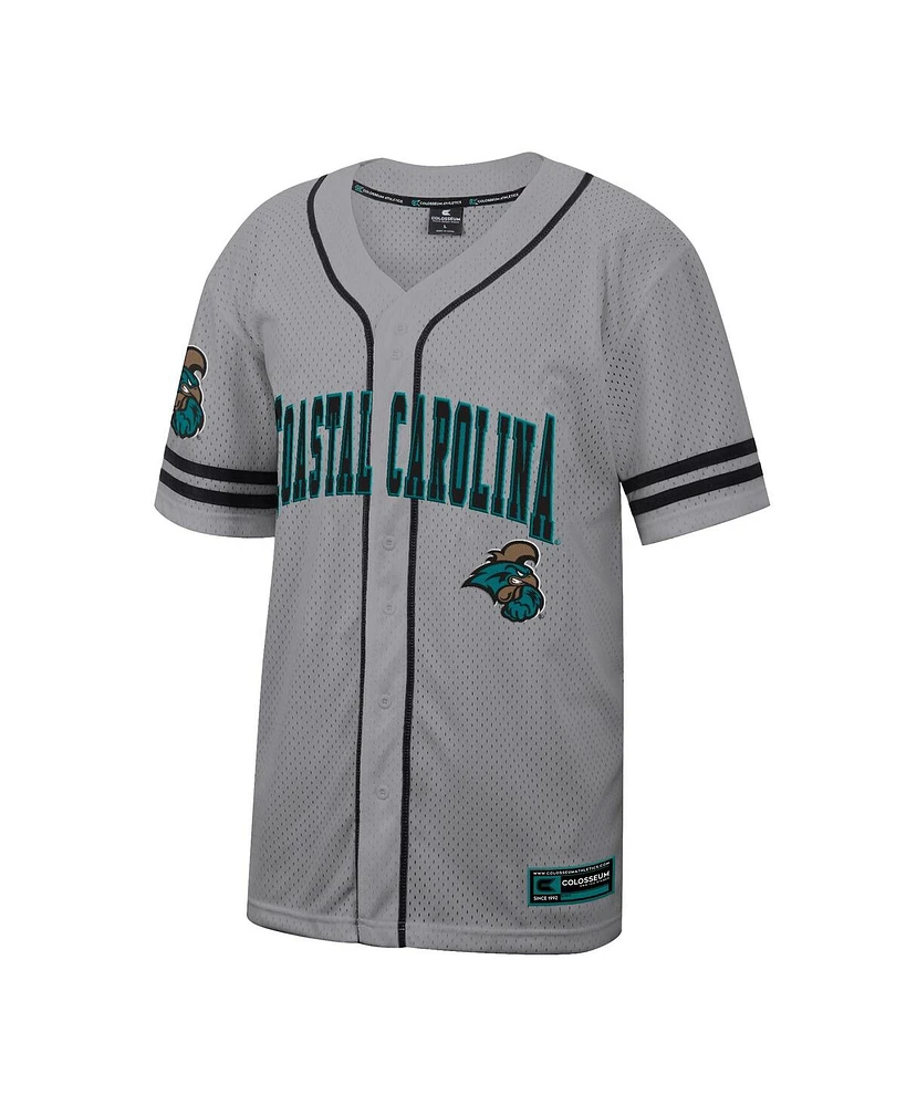 Colosseum Men's Gray Coastal Carolina Chanticleers Free Spirited Baseball Jersey