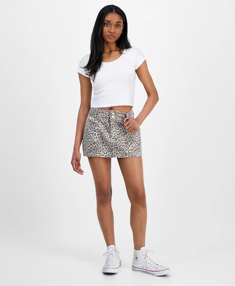 Celebrity Pink Juniors' Double-Button Mini Denim Skirt