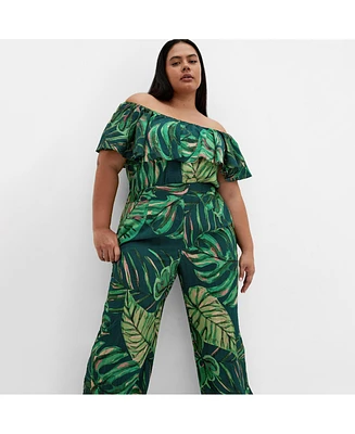 City Chic Plus Size Peta Palm Jumpsuit