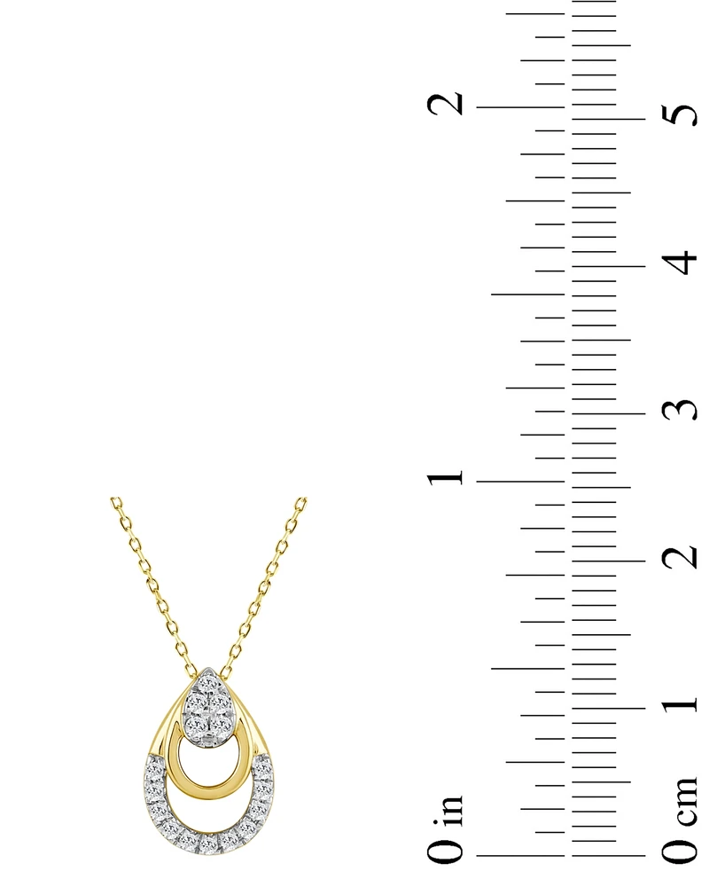 Diamond Triple Pear Openwork Pendant Necklace (1/8 ct. t.w.) in 14k Gold, 16" + 2" extender