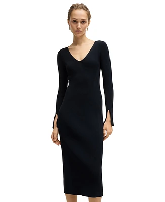 Boss by Hugo Boss Women's Ribbed-Knit V-Neck Dress