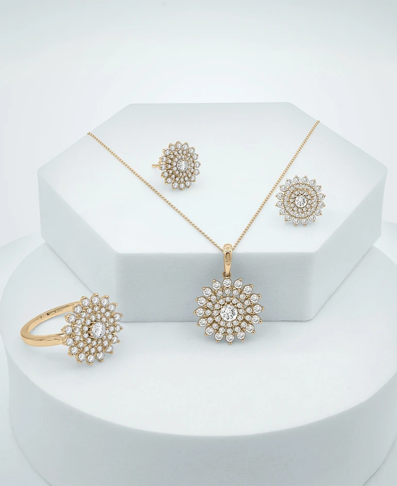Wrapped in Love Diamond Flower Cluster Stud Earrings (1 ct. t.w) in 14k Gold, Exclusively at Macy's