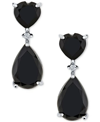 Onyx & Diamond Accent Drop Earrings in Sterling Silver