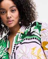 I.n.c. International Concepts Plus Size Mixed-Print Blouse, Exclusively at Macy's