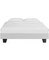 Solid & Manufactured Wood Bed Frame – Faux Leather Upholstered Headboard