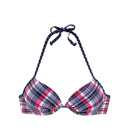 Lascana Women's Plaid Push Up Bikini Swimsuit Top Bra Sizing