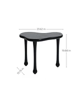 LuxenHome Black Wood Irregular Shape 19.9-Inch Tall Side Table