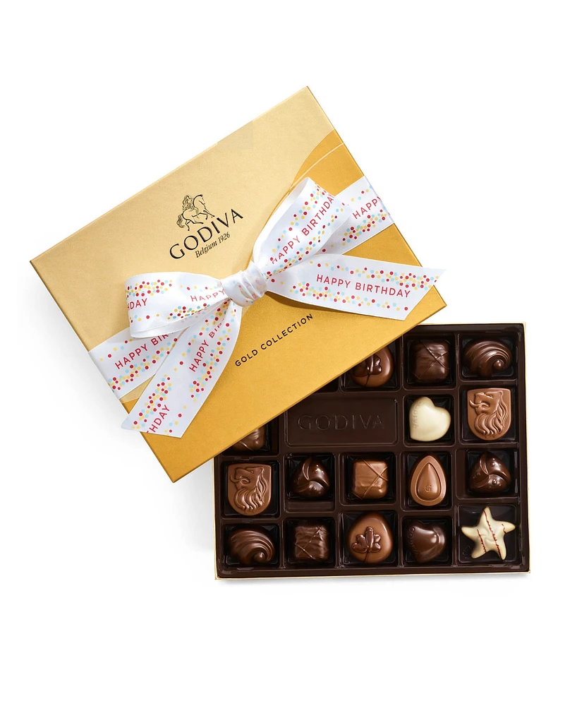 Godiva Assorted Milk Chocolate Gift Box with Happy Birthday Ribbon