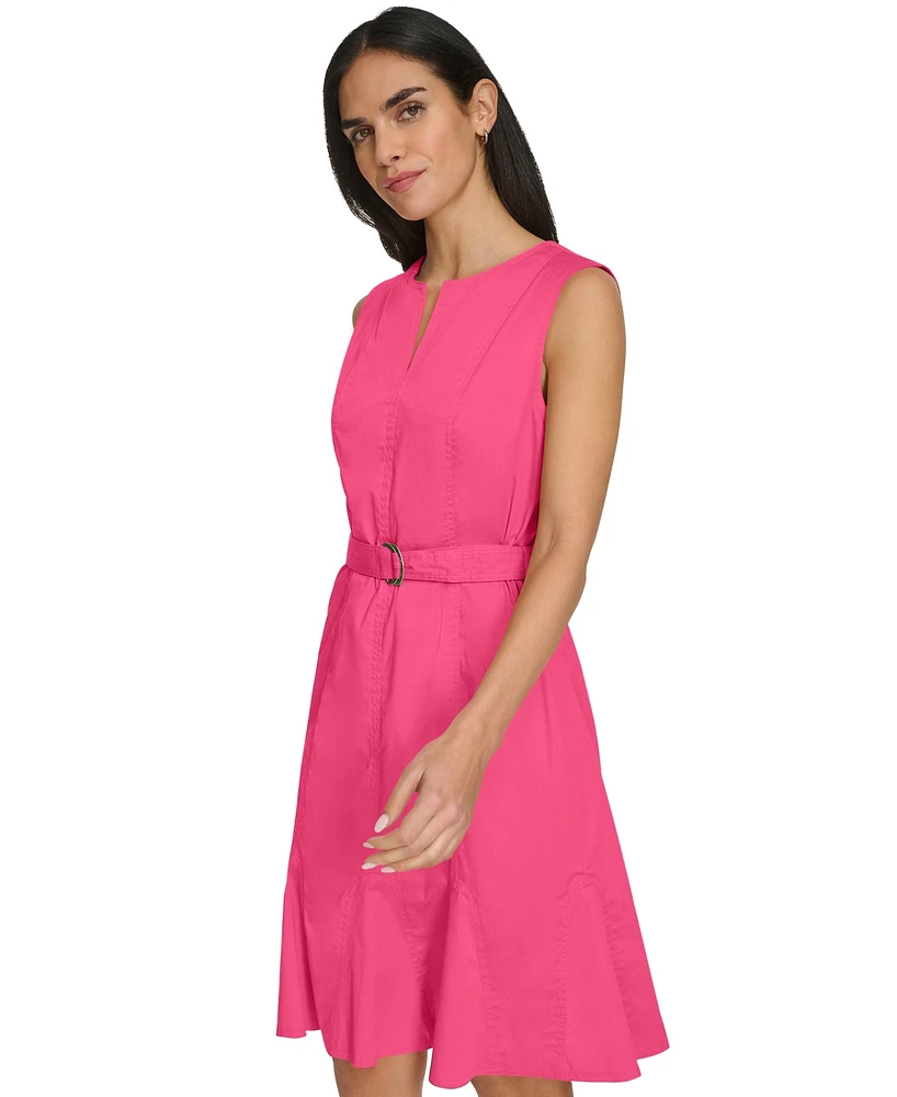 Calvin Klein Women's Sleeveless Belted Sheath Dress