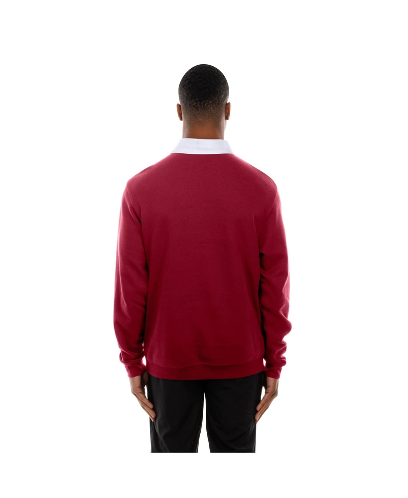 New Era Men's Dark Red Philadelphia Phillies Throwback Prep Color Block Rugby Polo Shirt