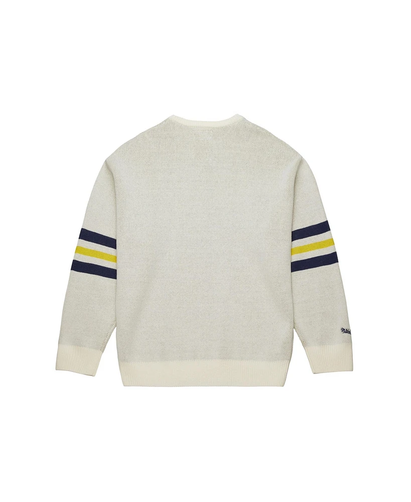 Mitchell & Ness Men's Cream Michigan Wolverines Retro Pullover Sweater