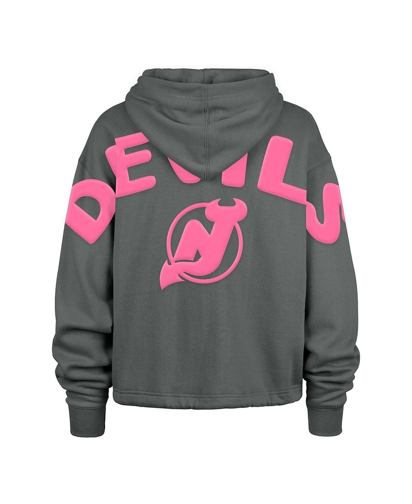 '47 Brand Women's Gray New Jersey Devils Bright Side Venice Cropped Pullover Hoodie