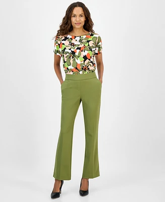Ak Anne Klein Women's Cool Crepe Mid Rise Pull-On Pants