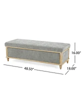Elegant Upholstered Storage Ottoman Bench with Weathered Wood Frame and Lift-Top for Bedroom or Living Room Seating and Organization-The Pop Home