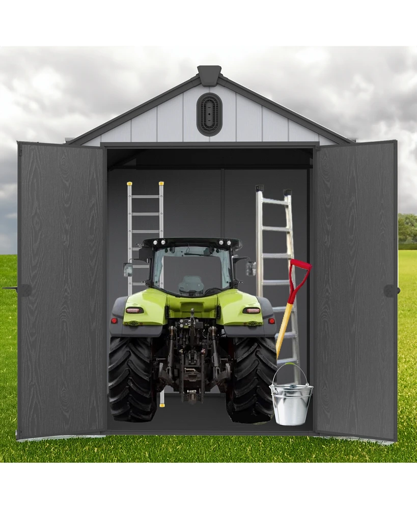 Mondawe 68Ft Resin Plastic Outdoor Storage Shed For Backyard Garden Big Spire Tool Storage