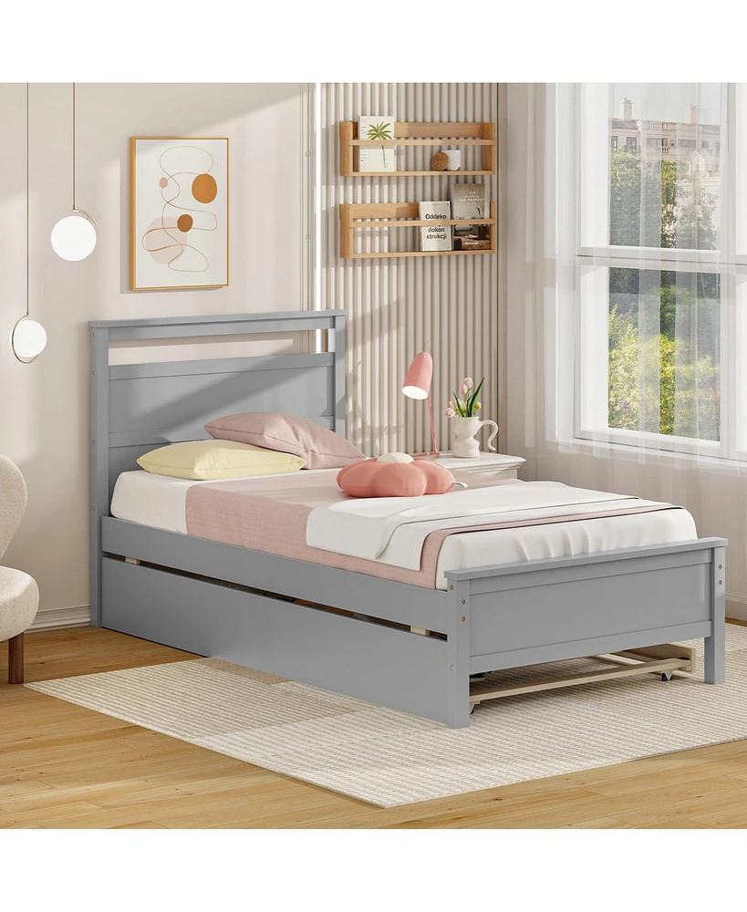 Twin Wooden Bed Frame with 2 Drawers for Teens and Adults