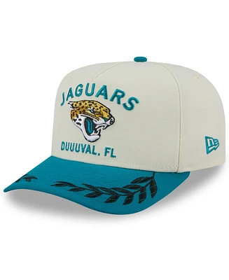 New Era Men's Cream/Teal Jacksonville Jaguars 2025 Nfl Draft A-Frame 9FIFTY Snapback Hat