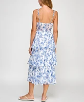 Trixxi Juniors' Tiered Floral-Print Midi Dress