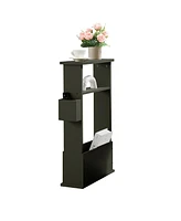 Kings Brand Furniture Zeke Narrow Side Table with Storage Shelf - Modern Sofa End Table, Small Nightstand Magazine Rack