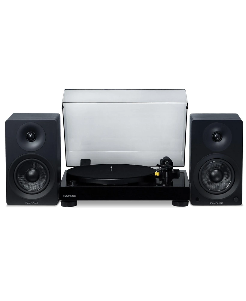 Fluance RT80 Classic High Fidelity Vinyl Turntable with Ai41 Powered 5" Stereo Bookshelf Speakers, Diamond Stylus, Belt Drive, Built-in Preamp, 9