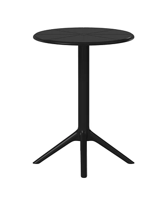 23.5" Outdoor Polypropylene Resin Round Patio Bistro Dining Table for 2