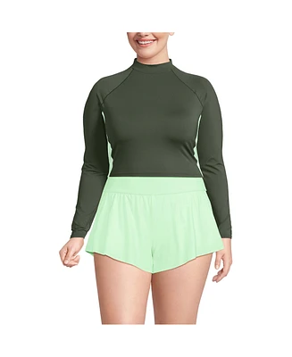 Lands' End Plus SunShade Upf 50 Long Sleeve Cropped Rash Guard