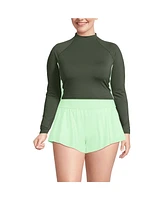 Lands' End Plus SunShade Upf 50 Long Sleeve Cropped Rash Guard